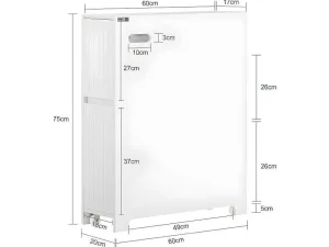 Flash Sale Compacte Toiletkast, Smal Badkameropbergmeubel Op Wielen, Toiletrolhouder Met 1 Kanteldeur, 2 Laden En 1 Open Achtercompartiment, Veelzijdige Opbergwagen, 60X20X75 Cm, Bzr111-W Toiletmeubel