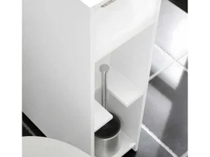 Flash Sale Compacte Toiletkast, Smal Badkameropbergmeubel Op Wielen, Toiletrolhouder Met 1 Kanteldeur, 2 Laden En 1 Open Achtercompartiment, Veelzijdige Opbergwagen, 60X20X75 Cm, Bzr111-W Toiletmeubel