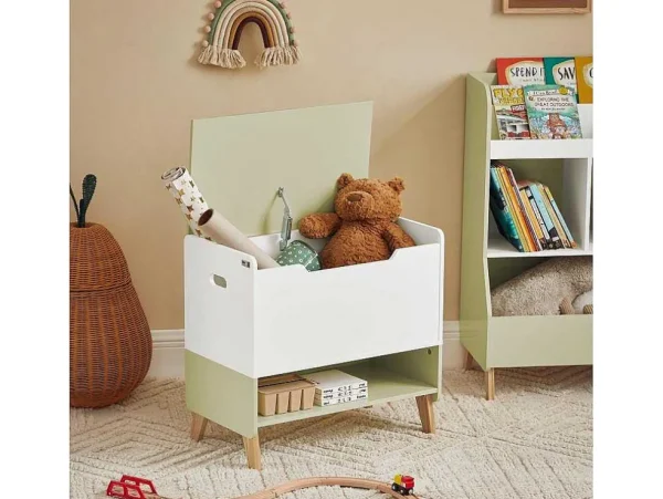 Flash Sale Houten Kinderspeelgoedkist, Speelgoedkist Met Klapdeksel, Speelgoedorganizer Voor Kinderkamer Met 1 Open Vak 60 X 34 X 57 Cm, Kmb91-Gr Babymeubel