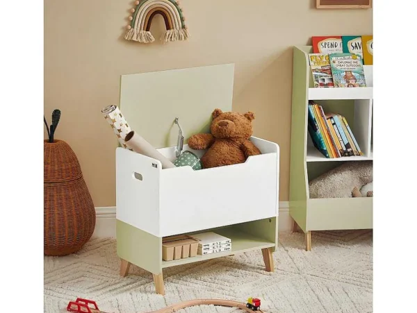 Flash Sale Houten Kinderspeelgoedkist, Speelgoedkist Met Klapdeksel, Speelgoedorganizer Voor Kinderkamer Met 1 Open Vak 60 X 34 X 57 Cm, Kmb91-Gr Babymeubel