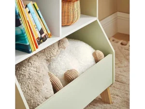 Fashion Kinderspeelgoedopbergplank, Boekenplank, Opbergeenheid Voor Kinderkamer, Boekenkast Met 2 Planken En 3 Open Vakken, 60 X 36 X 89 Cm, Kmb90-Gr Babymeubel