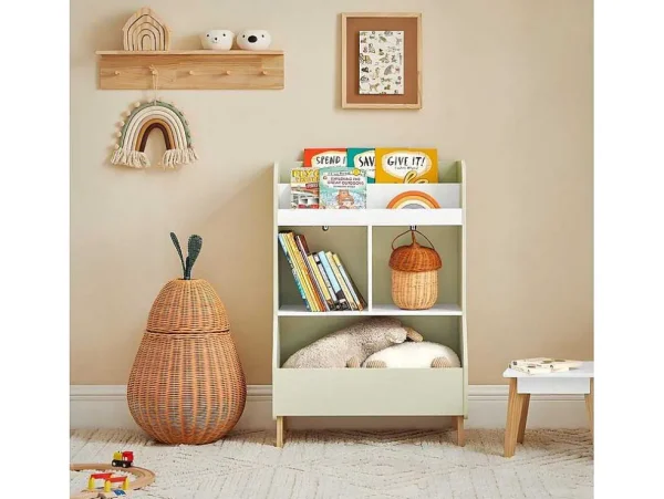 Fashion Kinderspeelgoedopbergplank, Boekenplank, Opbergeenheid Voor Kinderkamer, Boekenkast Met 2 Planken En 3 Open Vakken, 60 X 36 X 89 Cm, Kmb90-Gr Babymeubel