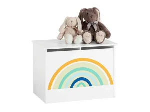 Sale Kmb70-W Speelgoedkist Voor Kinderen, Speelgoed Opbergdoos, Opbergkist Met Scharnierend Deksel, Regenboogdesign, Kinderboekenplank Babymeubel