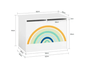 Sale Kmb70-W Speelgoedkist Voor Kinderen, Speelgoed Opbergdoos, Opbergkist Met Scharnierend Deksel, Regenboogdesign, Kinderboekenplank Babymeubel