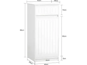 Outlet Linnenkast, Wasmand, Badkameronderkast, Toiletkast, Opbergmeubel Met 1 Lade En 1 Uitneembare Wasmand, Wit, 40X39X86Cm, Bzr110-W Toiletmeubel