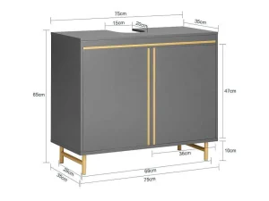 Discount Onderbouwkast, Onderbouwkast Met 2 Deuren En 2 Planken, Vrijstaand Badkamermeubel, Badkameropbergkast, Grijs, L75 X D35 X H65 Cm, Bzr129-Hg Wastafelmeubel