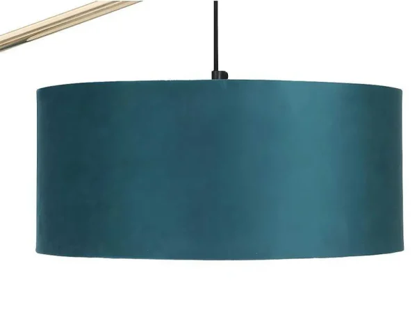 Store Staande Lamp Met Boog - Art-Decostijl Van Koper En Marmer - Velours - H164 Cm - Blauwgroen - Nour Staande Lamp