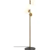 Online Staande Lamp Van Metaal En Glas 4 Bollen Faze - H130 Cm - Goud En Wit Staande Lamp