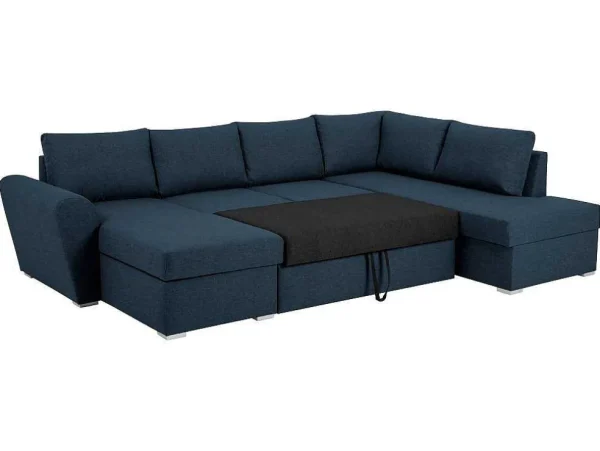 Shop Stan Slaapbank, Hoek Rechts Met Chaise Longue Links, In Blauw. Stoffen Zitbank