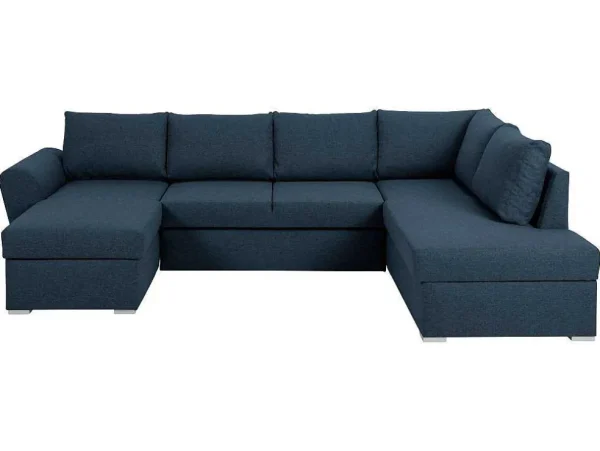 Shop Stan Slaapbank, Hoek Rechts Met Chaise Longue Links, In Blauw. Stoffen Zitbank