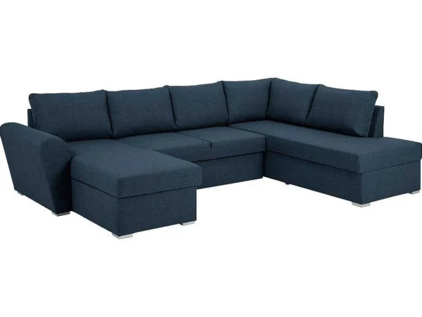 Shop Stan Slaapbank, Hoek Rechts Met Chaise Longue Links, In Blauw. Stoffen Zitbank