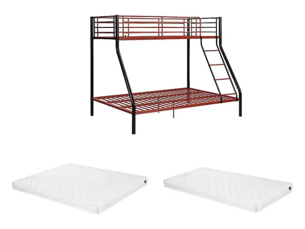 Sale Stapelbed Elevatio Iv - 90 En 140 X 190 Cm - Staal - Zwart En Rood + Matras Kinderbed Stapelbed