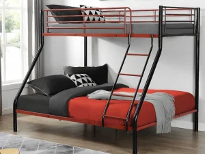 Sale Stapelbed Elevatio Iv - 90 En 140 X 190 Cm - Staal - Zwart En Rood + Matras Kinderbed Stapelbed