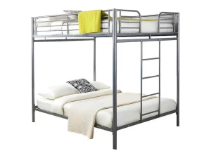 Online Stapelbed Gemini Ii - 2 X 140 X 190 Cm - Zilverkleurig + 2 Matrassen Kinderbed Stapelbed