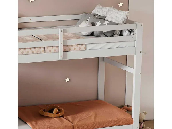 Online Stapelbed Met Onderschuifbed - Massief Grenenhout - 3X90X200 Cm - Opbergtrap Met 4 Lades - Veiligheidsbarrieres - Wit Kinderbed Stapelbed