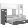 Hot Stapelbed Met Opbergruimtes 3 X 90 X 190 Cm - Antraciet En Wit - Met Matras - Anthony Kinderbed Stapelbed