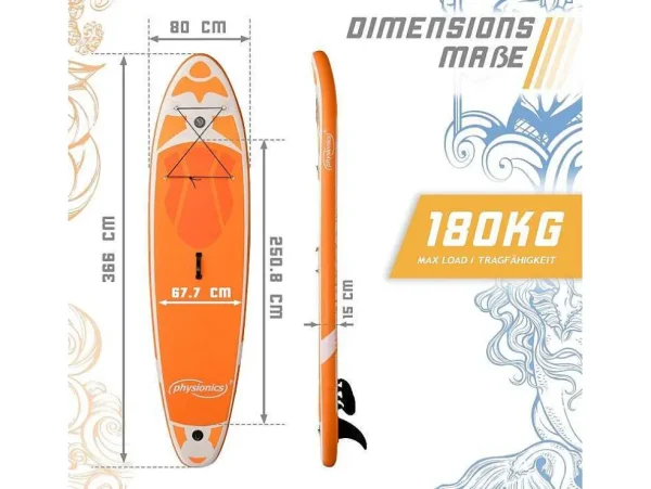 New Sup Board Kraken 366 Cm - Oranje - Incl. Accessoires Watersport