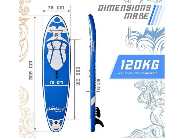 Hot Sup Board Poseidon 305 Cm - Blauw - Incl. Accessoires Watersport