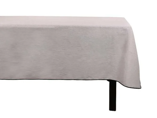 Best Sale Tafellaken Van Katoen En Linnen Met Zwarte Rand - 170 X 300 Cm - Taupegrijs - Borina Textiel Voor Eettafel