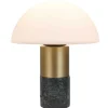 Hot Tafellamp Champignon Van Marmer, Metaal En Glas - D30 X H35 Cm - Wit En Goudkleurig - Langford Lamp