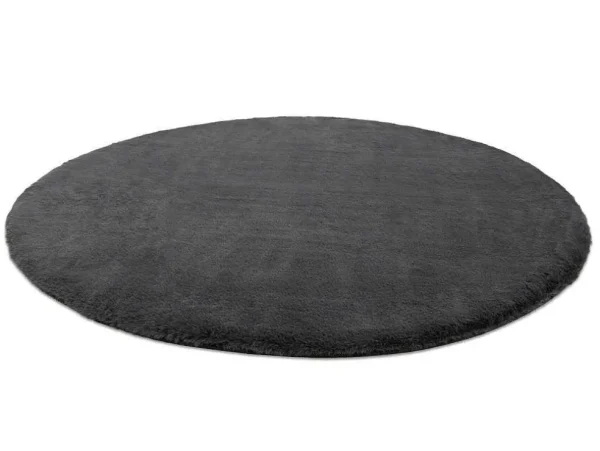 Best Tapijt Bunny Rond Anthracytkleuring Imitatie Konijnenvacht Cercle 140 Cm Tapijt Rond