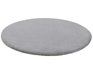 Store Tapijt Bunny Rond Zilver Imitatie Konijnenvacht Cercle 100 Cm Tapijt Rond