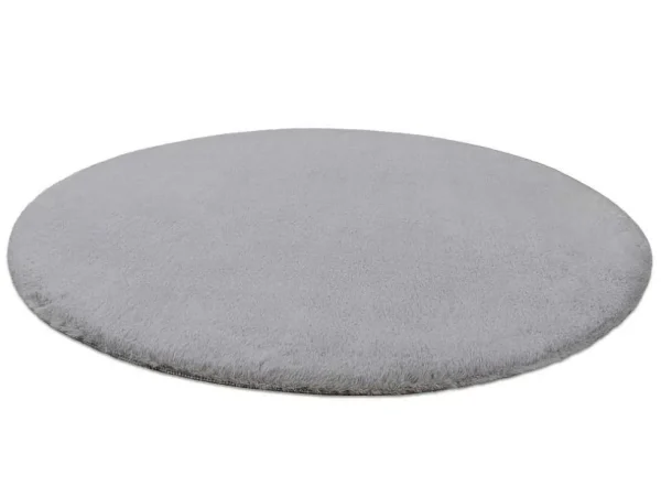 Store Tapijt Bunny Rond Zilver Imitatie Konijnenvacht Cercle 100 Cm Tapijt Rond