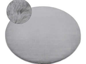 Store Tapijt Bunny Rond Zilver Imitatie Konijnenvacht Cercle 100 Cm Tapijt Rond