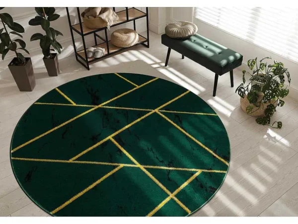 Discount Tapijt Emerald Exclusief 1012 Cirkel - Glamour, Stijlvol Marmer, Geome Cercle 200 Cm Tapijt Rond