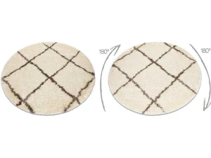 Shop Tapijt Fluffy 2373 Cirkel Shaggy Latwerk Room / Beige Cercle 160 Cm Tapijt Rond