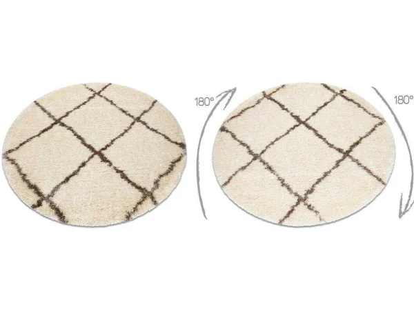 Shop Tapijt Fluffy 2373 Cirkel Shaggy Latwerk Room / Beige Cercle 160 Cm Tapijt Rond