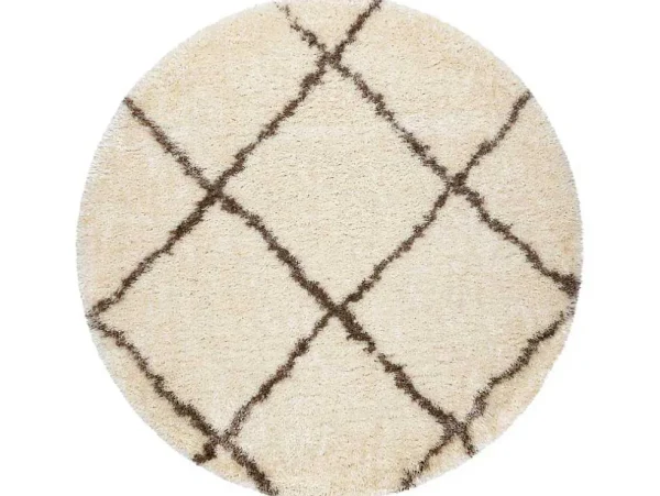 Shop Tapijt Fluffy 2373 Cirkel Shaggy Latwerk Room / Beige Cercle 160 Cm Tapijt Rond