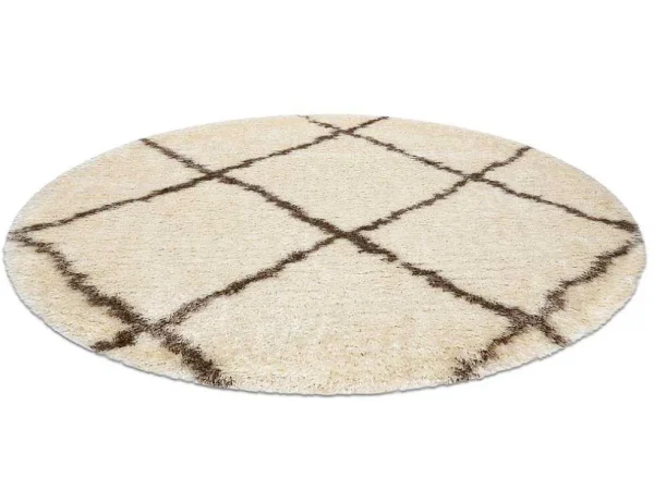 Shop Tapijt Fluffy 2373 Cirkel Shaggy Latwerk Room / Beige Cercle 160 Cm Tapijt Rond