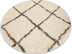 Shop Tapijt Fluffy 2373 Cirkel Shaggy Latwerk Room / Beige Cercle 160 Cm Tapijt Rond