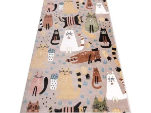 New Tapijt Fun Kittens Voor Kinderen, Katten Beige 200X290 Cm Kindervloerkleed