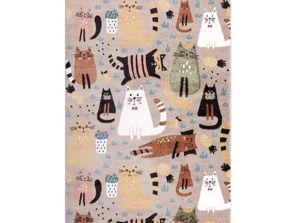 New Tapijt Fun Kittens Voor Kinderen, Katten Beige 200X290 Cm Kindervloerkleed