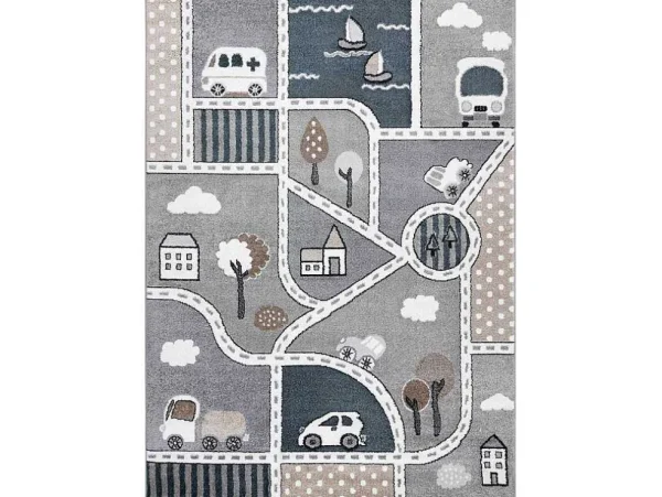 Best Sale Tapijt Fun Strade Voor Kinderen, Straat, Stad Van Grijs 160X220 Cm Kindervloerkleed