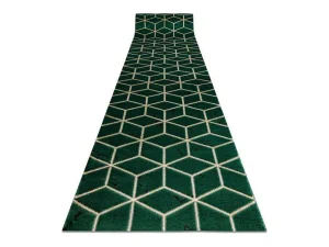 Best Tapijtloper Emerald Exclusief 1014 Glamour, Stijlvol Kubus Fles Groen 80X550 Cm Gangtapijt