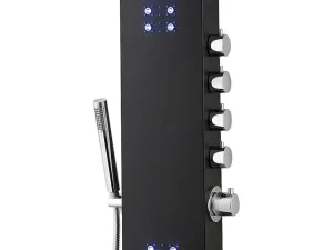 Hot Thermostatische Douchekolom Met Massagestralen, Ledverlichting En Bluetooth - L20 X H165 Cm - Zwart - Chakra V Douchekolom