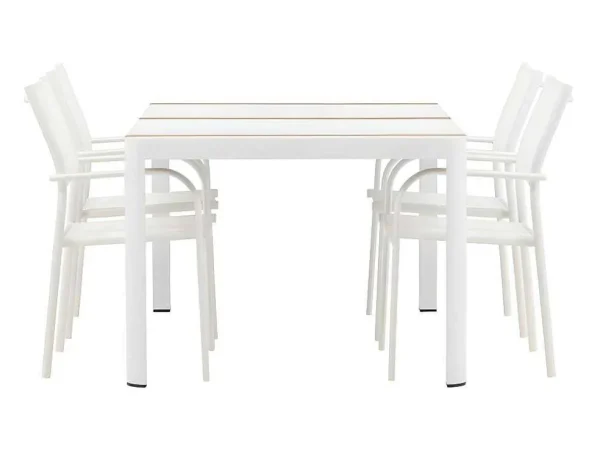 Cheap Togo Tuinmeubelset Tafel 90X150Cm Wit, 4 Stoelen Santorini Wit. Loungeset