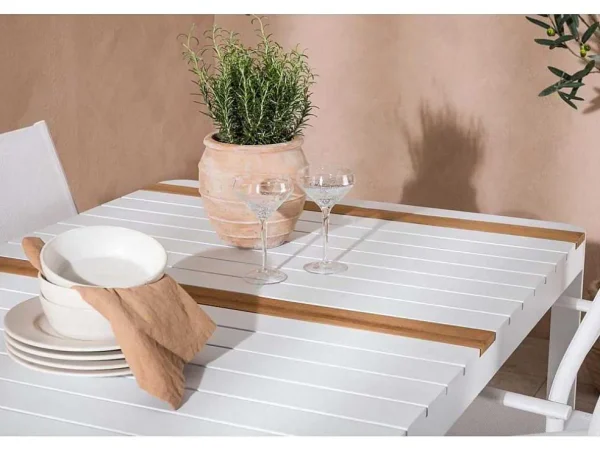 Cheap Togo Tuinmeubelset Tafel 90X150Cm Wit, 4 Stoelen Santorini Wit. Loungeset