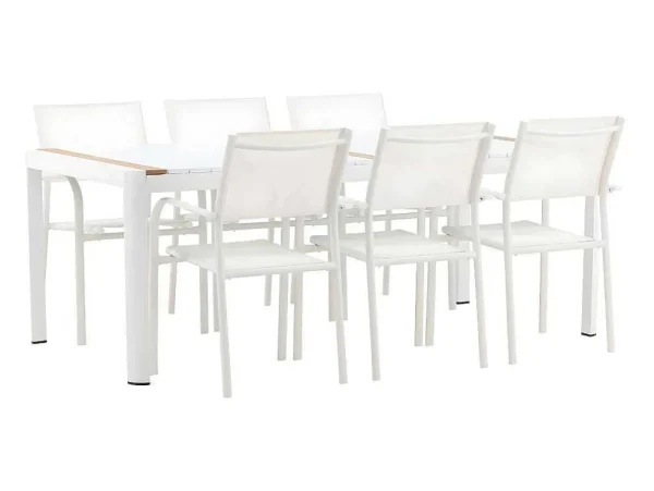 Cheap Togo Tuinmeubelset Tafel 100X200Cm Wit, 6 Stoelen Santorini Wit. Loungeset