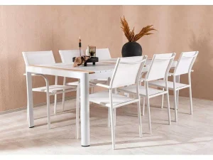 Cheap Togo Tuinmeubelset Tafel 100X200Cm Wit, 6 Stoelen Santorini Wit. Loungeset