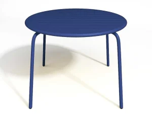 Fashion Tuineetset Mirmande: Tafel D.110 Cm Met 4 Opstapelbare Fauteuils - Metaal - Nachtblauw Tuinset