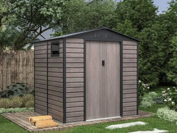 Sale Tuinhuisje Van Gegalvaniseerd Staal Met Houteffect Adelmo - Grijs - 4,15 M Tuinhuis