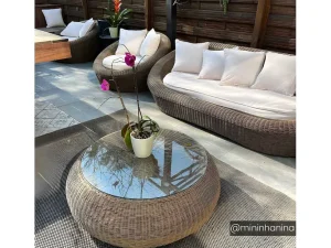 Cheap Tuinsalontafel Van Karamelkleurig Gevlochten Hars - Whiteheaven Loungeset