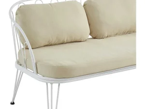 Cheap Tuinzithoek Van Metaal: 1 Tweezitsbank, 2 Fauteuils En 1 Salontafel - Wit - Arlesan Loungeset