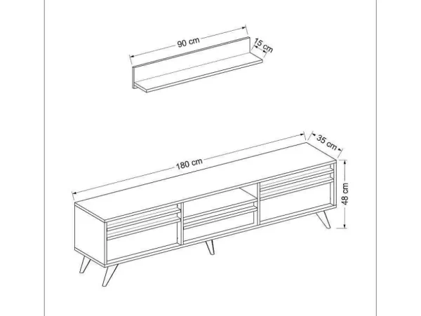 Cheap Tv-Meubel Hira - Zwart - 180X35X48 Cm - Tv-Meubel