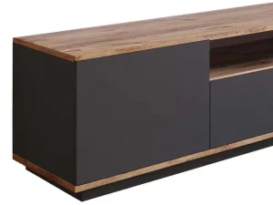 Sale Tv-Meubel Met 3 Deuren En 1 Nis - Antraciet En Naturel - Lotula Tv-Meubel