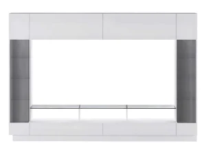 Store Tv-Wand Met Opbergruimte En Ledverlichting Van Gerookt Gehard Glas - Wit Gelakt - Briano Tv-Meubel